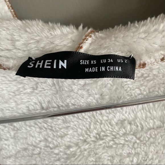 Shein Fuzzy Teddy Bear Open Front Cardigan Jacket Womens Size XS - Picture 3 of 5